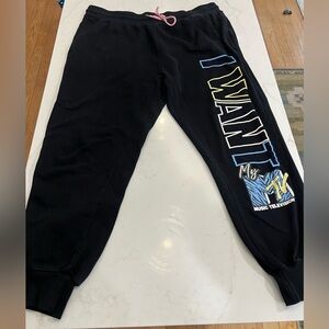 MTV Black Sweatpants with Blue and Yellow Graphic